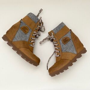 Sorel Lexie Wedge Boots in Camel Felt